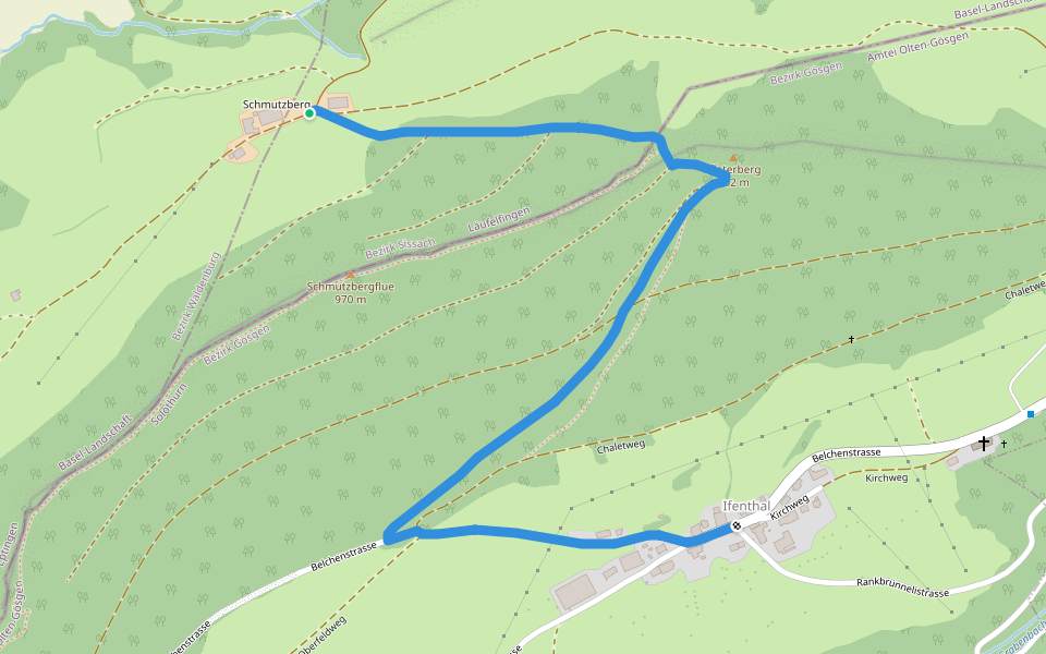 Schmutzberg - Ifenthal walking route map in Eptingen