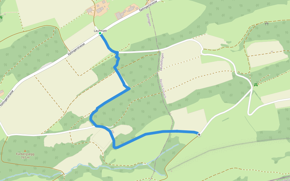 Laufmatt - Wirblingen walking route map in Eptingen