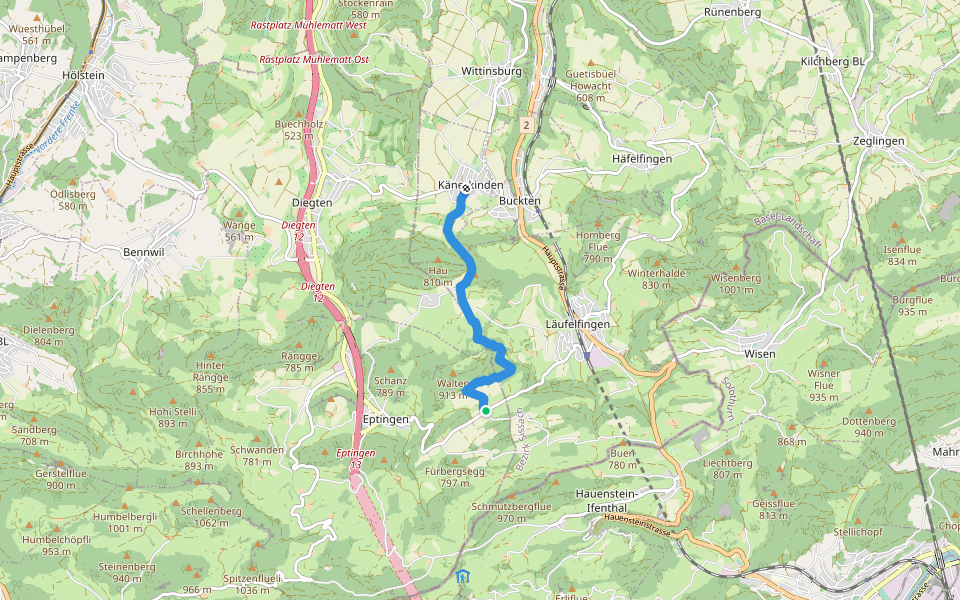 Laufmatt - Känerkinden walking route map in Eptingen