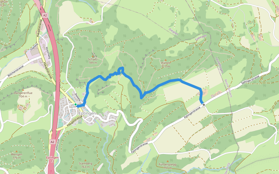 Eptingen - Laufmatt walking route map in Eptingen