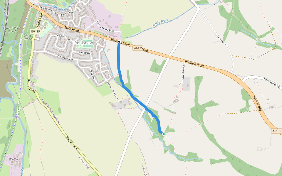 The Chaffinch Trail walking route map in Renishaw