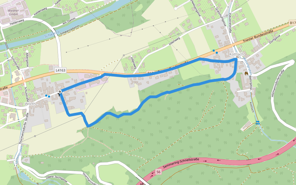 Köttlacherweg (Wörth - Köttlach) walking route map in Wörth