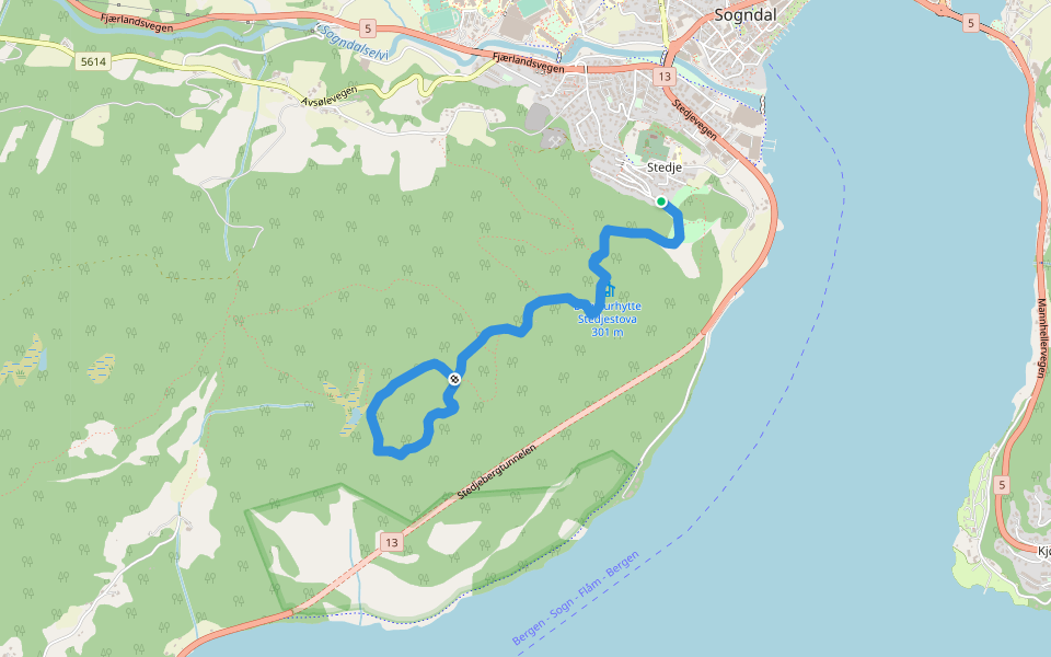 Stedjeåsen walking route map in Stedje