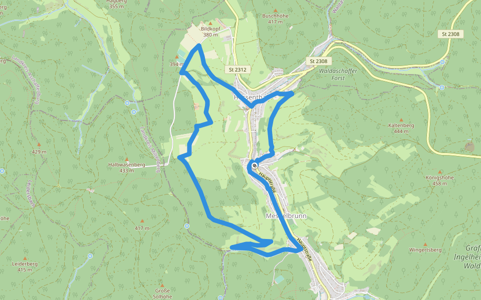 Kulturweg Mespelbrunn walking route map in Mespelbrunn