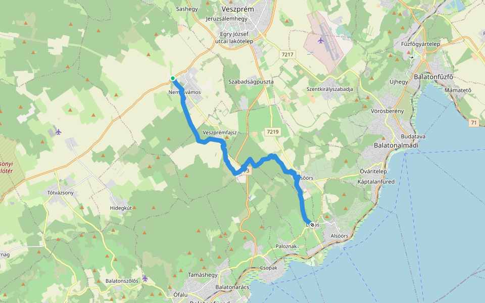 Z (Nemesvámos – Lovas) walking route map in Nemesvámos