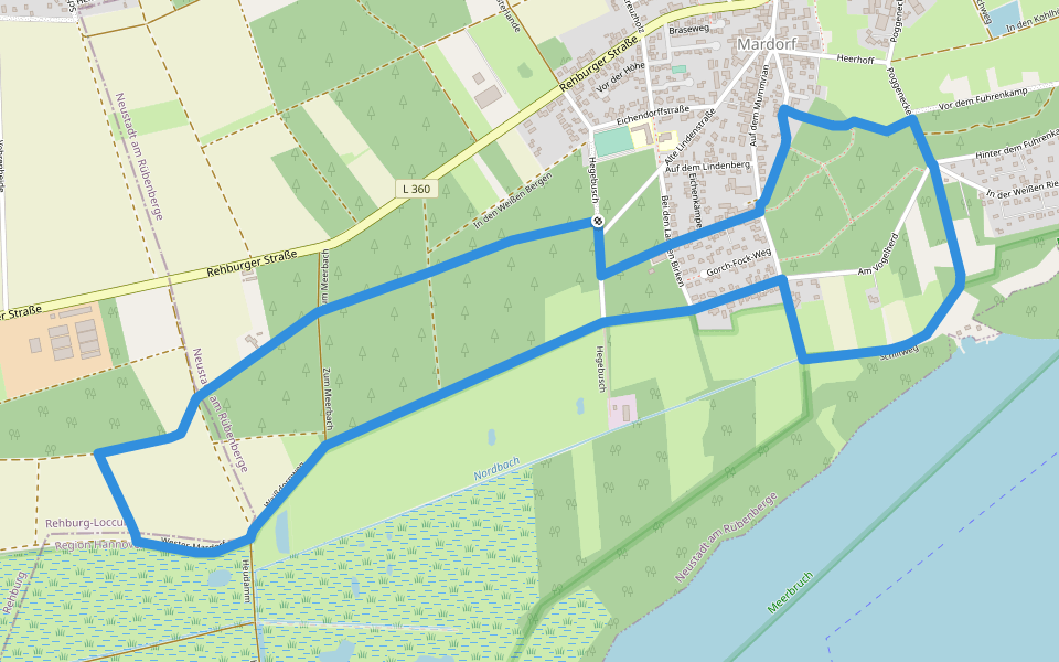 Mardorf Rundwanderweg M8 (Poggenpfad) walking route map in Neustadt am Rübenberge