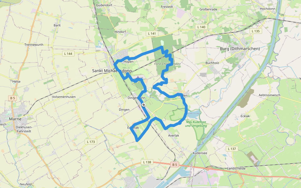 St. Michaelisdonn Rundwanderweg Nr. 1 walking route map in Eddelak