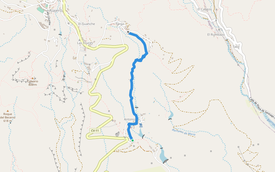 PR LG 15.1 walking route map in Alajeró
