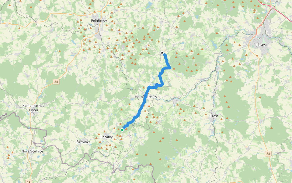 [M] Nový Rychnov - Svatá Kateřina walking route map in Počátky