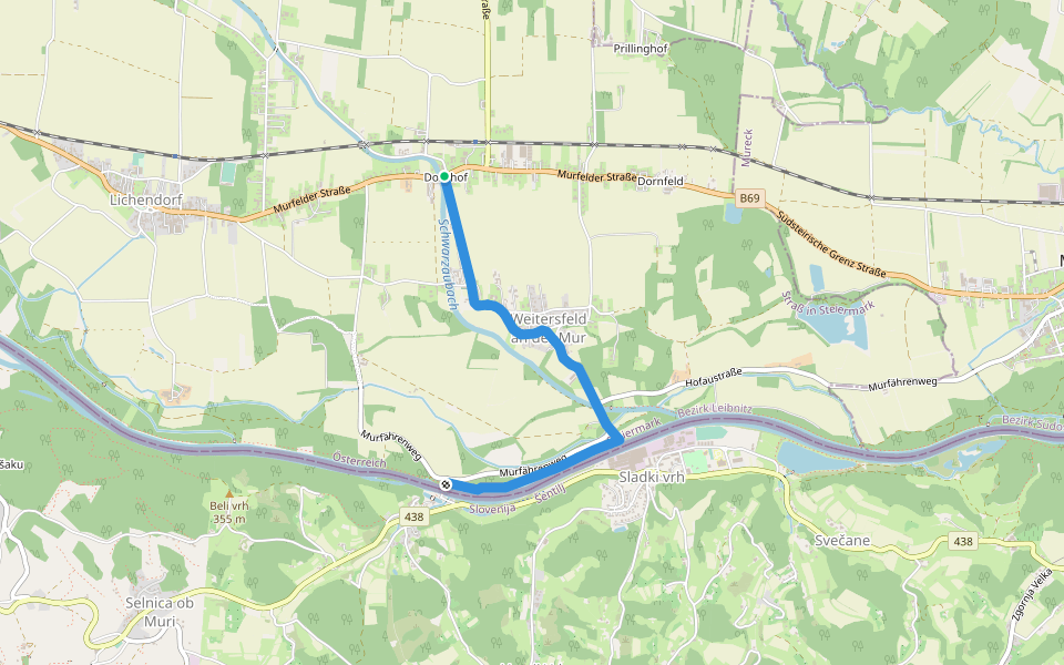 Fähren Weg walking route map in Weitersfeld an der Mur