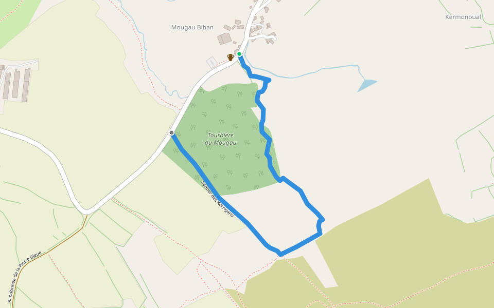Sentier des Korrigans walking route map in Commana