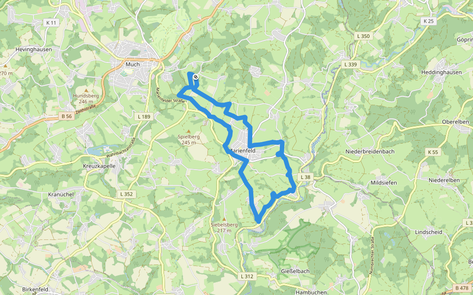 Böllweg walking route map in Much