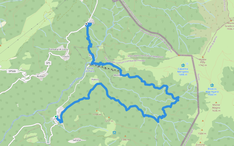 109 3V (Tappa 9 Via Verde Varesina) walking route map in Curiglia