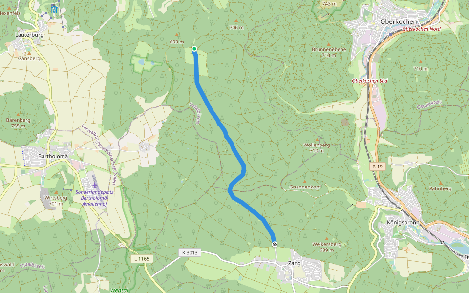 Zang - Tauchenweiler walking route map in Essingen