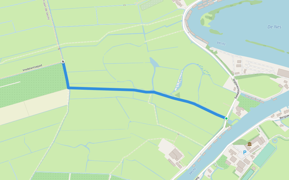 Vredelantsepad-routeverkorter walking route map in Vreeland