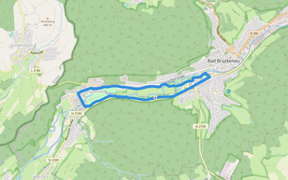 Rhön-Rundweg Sinntal 8 walking route map in Bad Brückenau