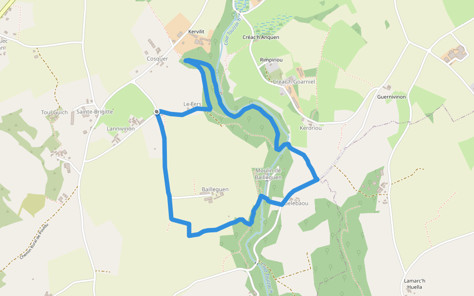 Circuit du Fers walking route map in Saint-Thégonnec Loc-Eguiner