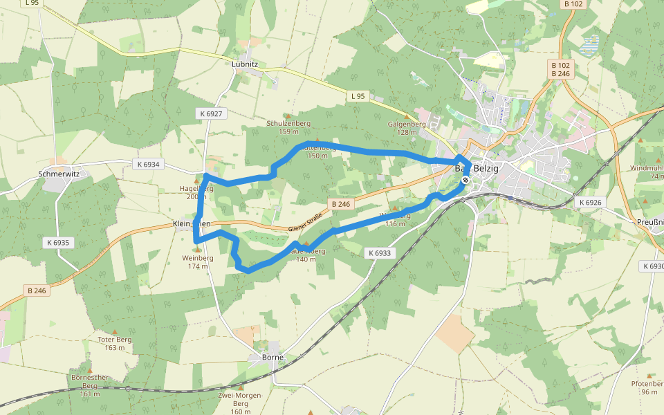 Naturparkrundwanderweg 11 walking route map in Bad Belzig