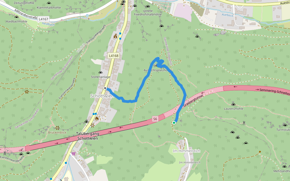 Schottwien - Himmelreich - Schanzkapelle - Kummerbauerstadl walking route map in Göstritz