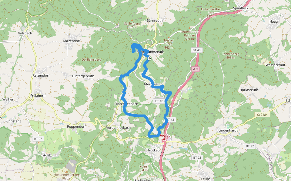 Muthmannsreuth Rundwanderweg Nr. 5 walking route map in Hummeltal