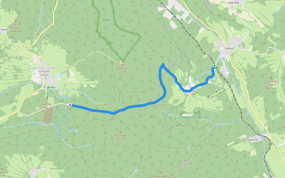 [Ž] U Sedýlka (rozc.) - Rohanov (žst.) walking route map in Chroboly