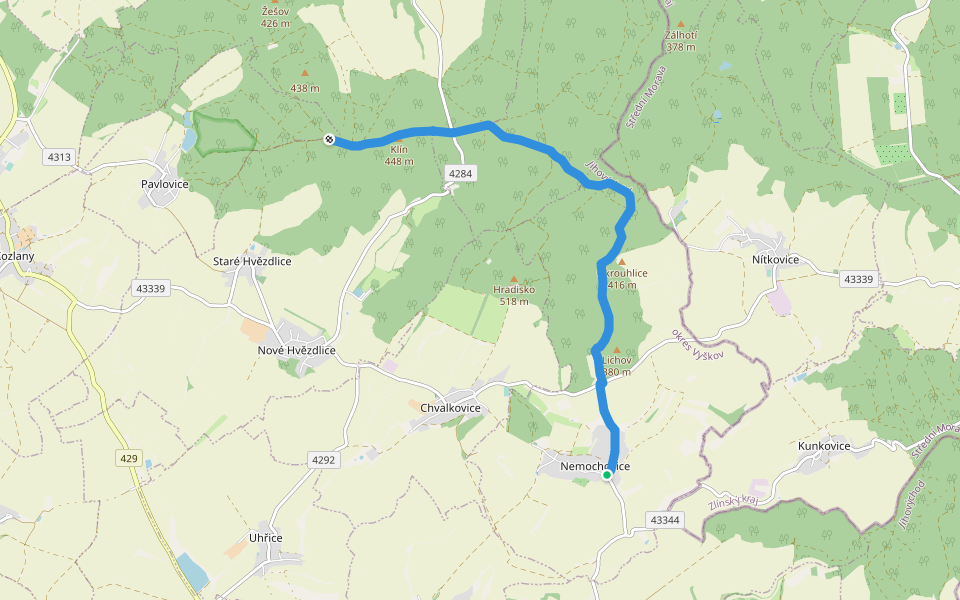 [Z] Zadní jezírko - Nemochovice walking route map in Nemochovice