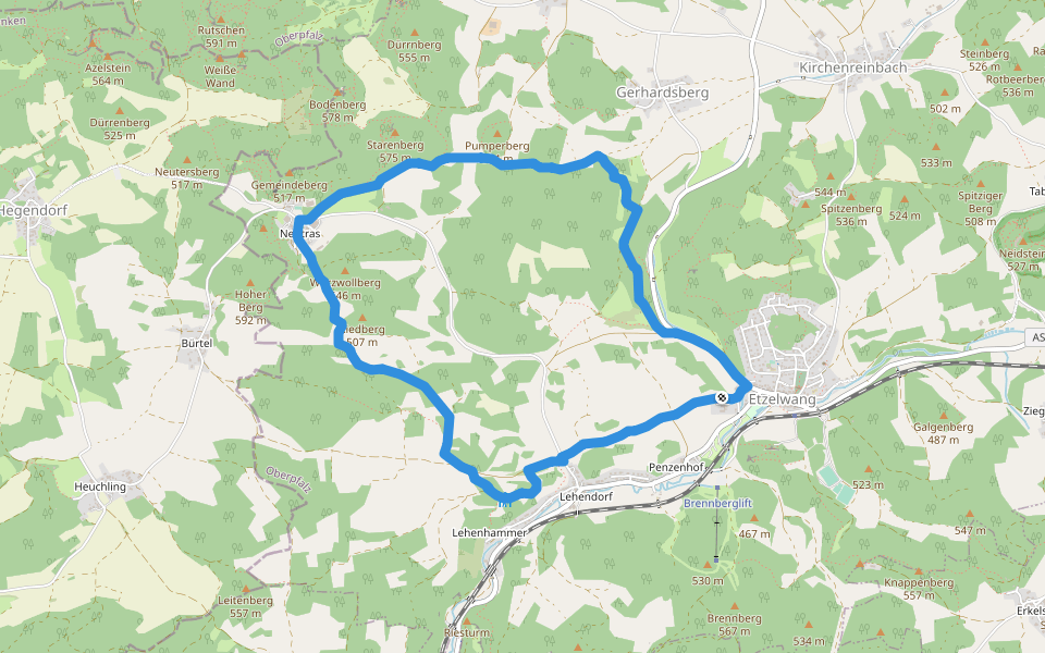 Resen Runde walking route map in Etzelwang