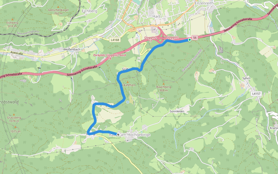 Enzenreith - Schlagl - Raach walking route map in Enzenreith