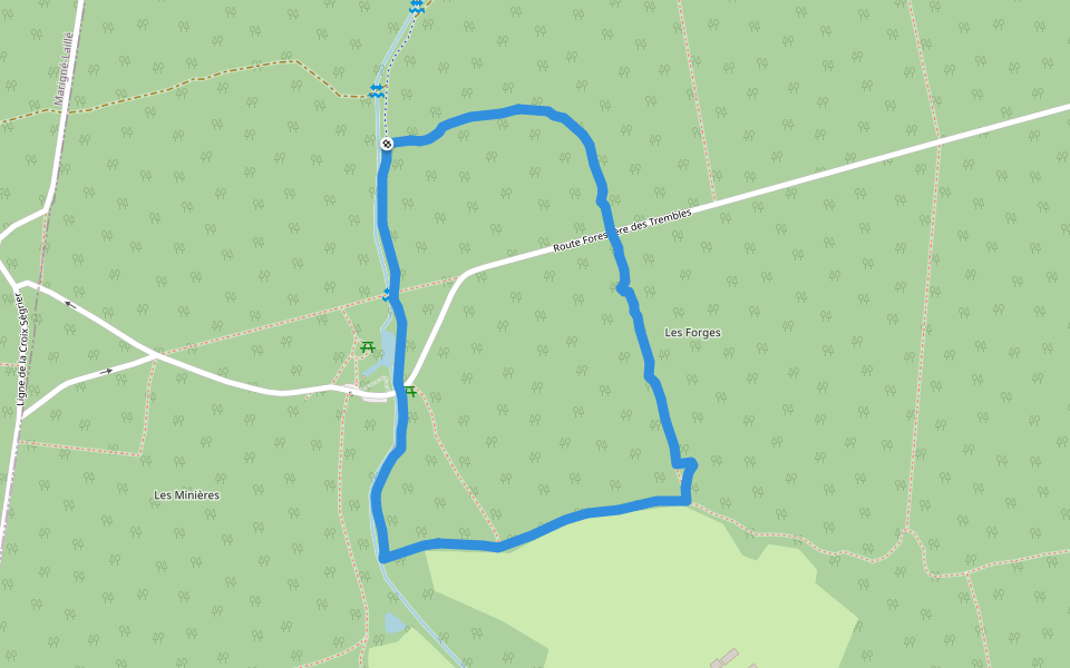 Sentier de l'École de la Forêt walking route map in Jupilles