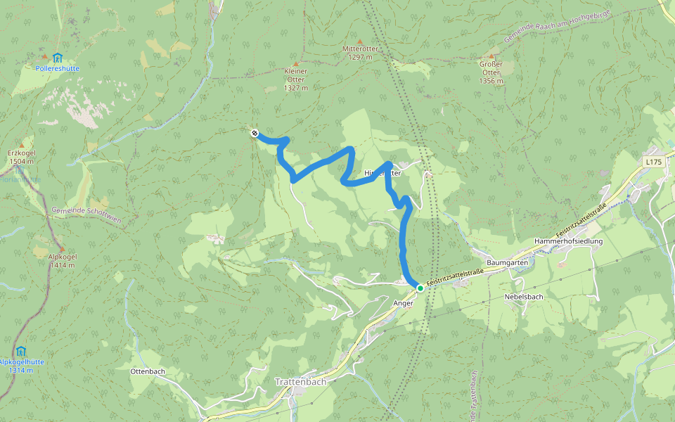 Hinterotter Weg T7 walking route map in Trattenbach