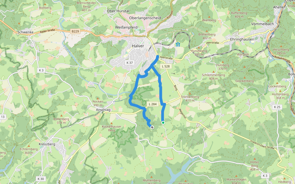 Halver Wanderweg Rechteck walking route map in Halver