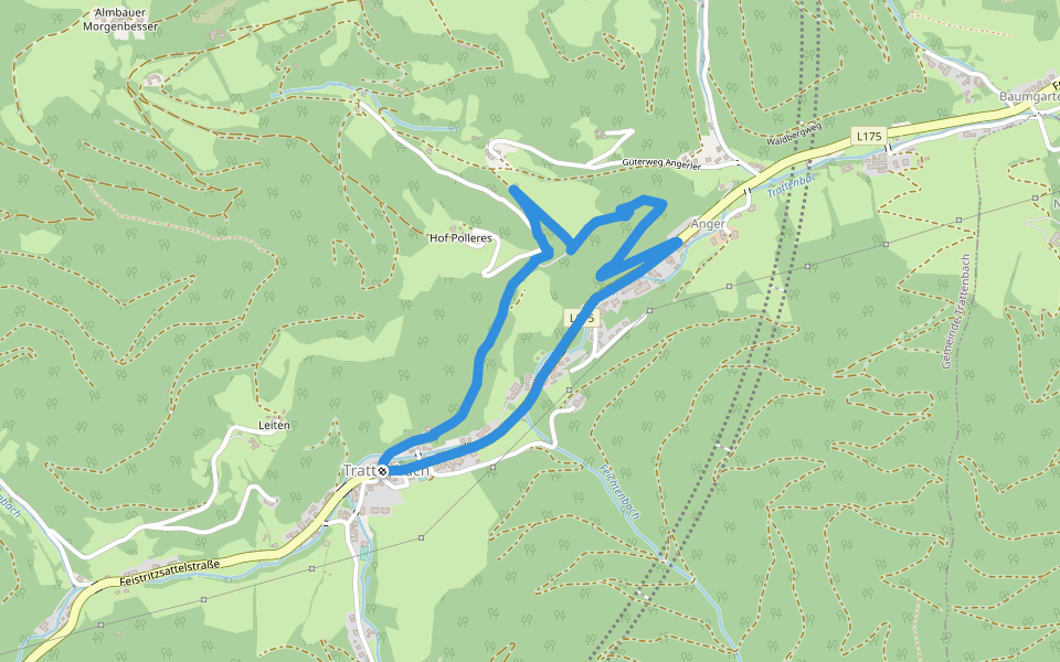 Wittgenstein Rundwanderweg T2 walking route map in Trattenbach