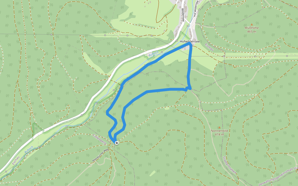 Wildensee, Eichenblatt: Rundwanderweg walking route map in Dorfprozelten