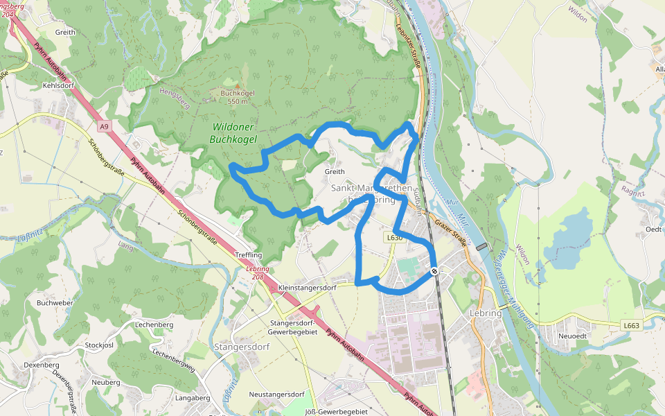 Rundwanderweg Lebring walking route map in Lebring