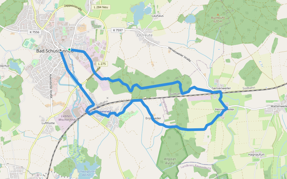 Bad Schussenried: Wanderweg 3 walking route map in Bad Schussenried