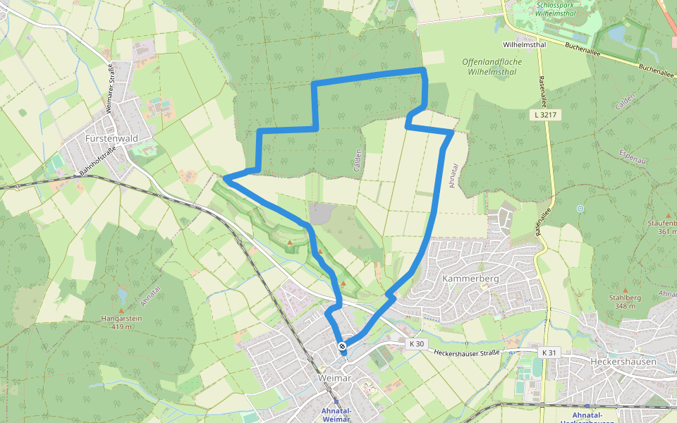 Ahnatal, W8 Schlossweg walking route map in Ahnatal