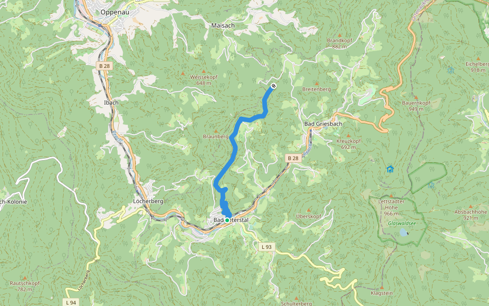 Bad Peterstal - Breitenberg walking route map in Bad Peterstal-Griesbach
