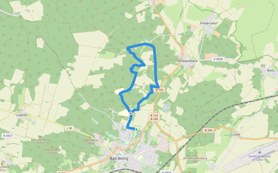 Terrainkurweg 09 walking route map in Bad Belzig
