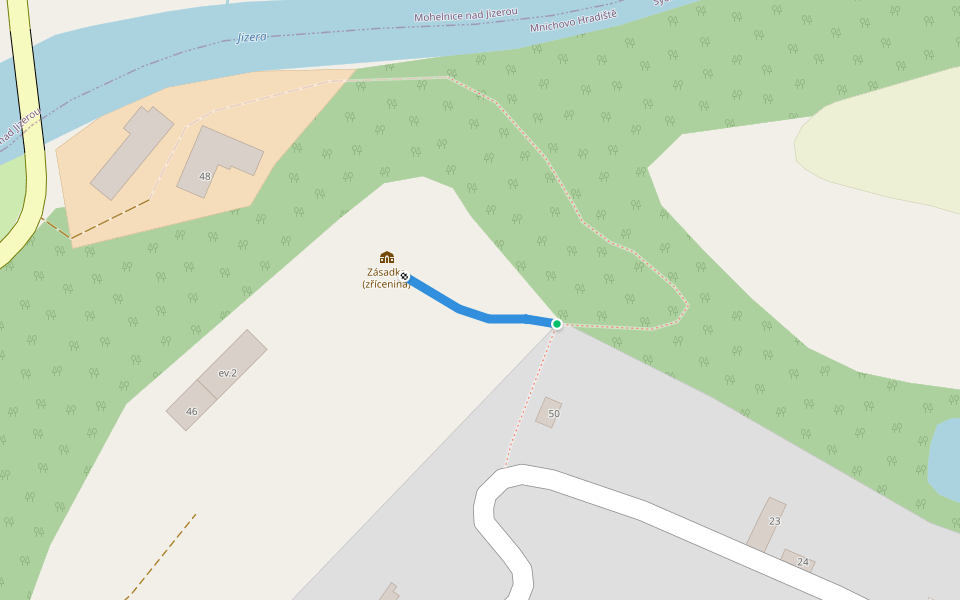 Odbočka Zásadka walking route map in Mnichovo Hradiště