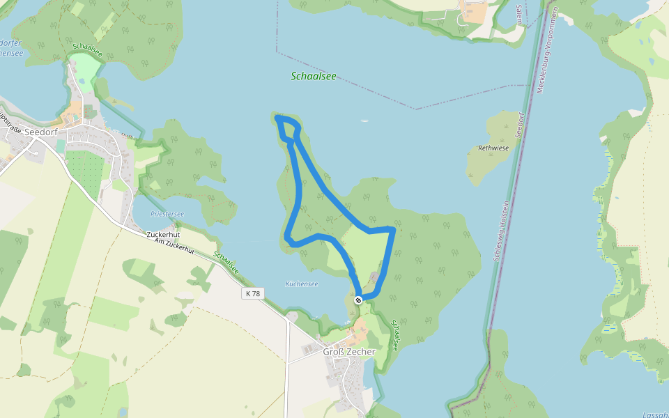 Großzecher Werder walking route map in Seedorf