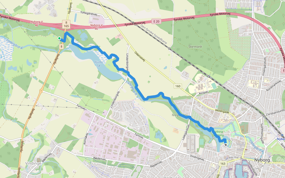 Slagmarksvandring walking route map in Nyborg