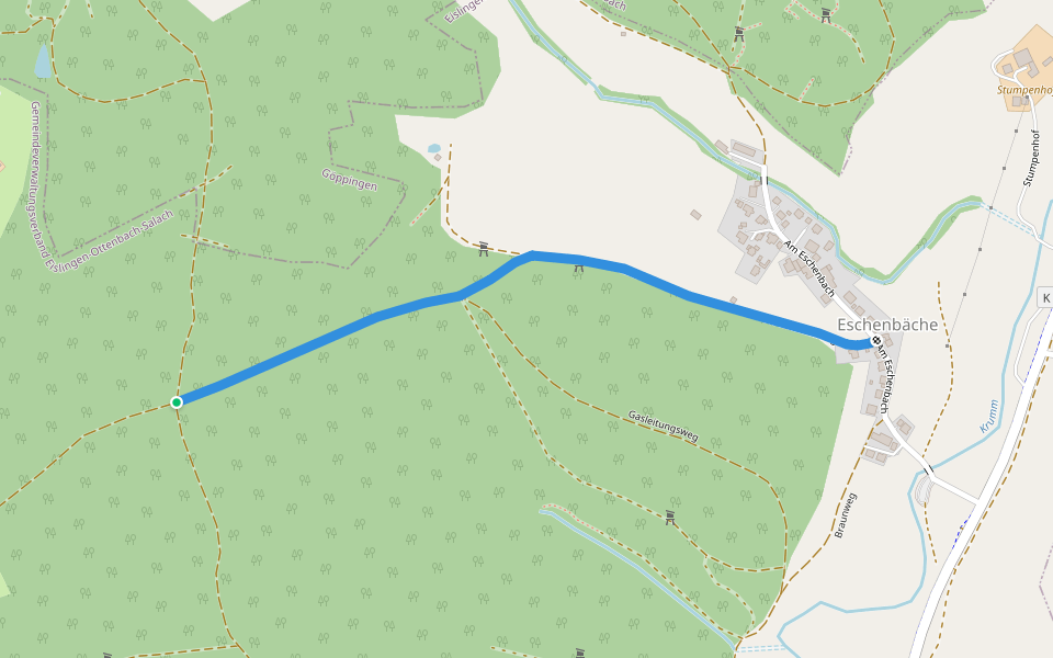 Eschenbach - Täleshof walking route map in Eislingen/Fils