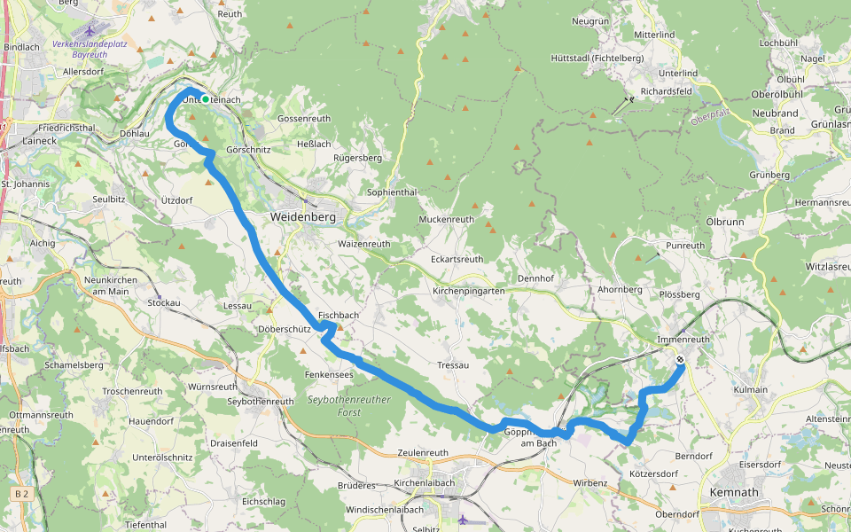 Südrandweg Fichtelgebirge (Bocksleitenweg) walking route map in Weidenberg