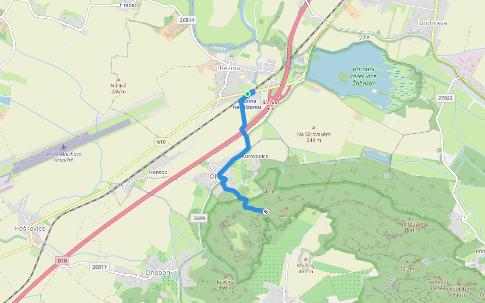 [Ž] Březina (žst.) - Studený průchod walking route map in Březina