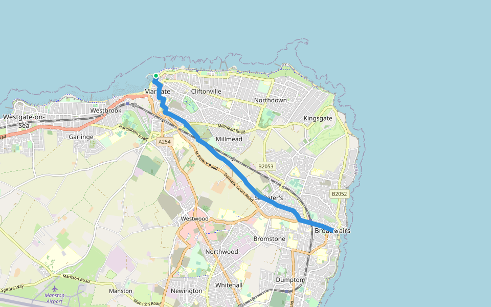 Turner & Dickens Walk walking route map in Margate