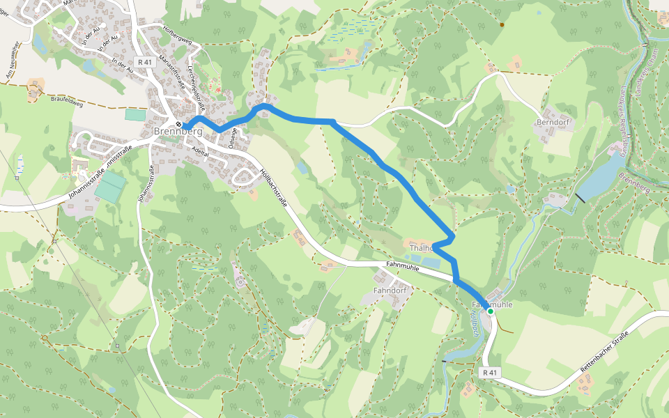 O 59 Höllbachtal - Brennberg (Rotes Rechteck) walking route map in Brennberg