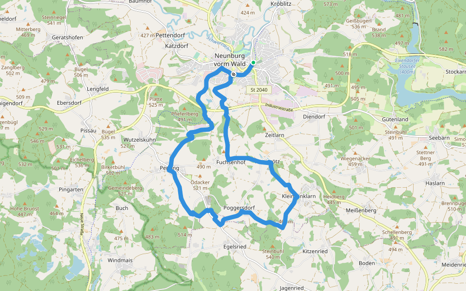 Reiterhofweg walking route map in Neunburg vorm Wald