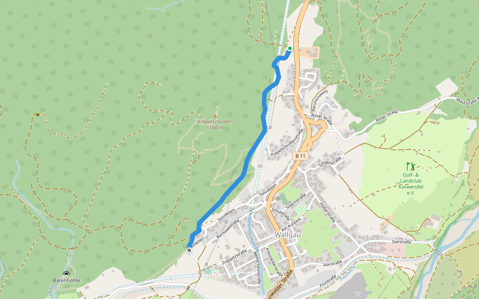 Wanderweg 417 (Magdalena Neuner Panoramaweg, grün) walking route map in Wallgau