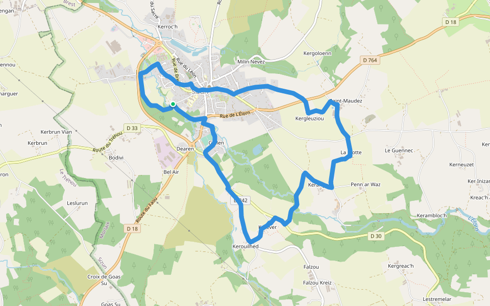 Circuit de Pont an Denved walking route map in Sizun