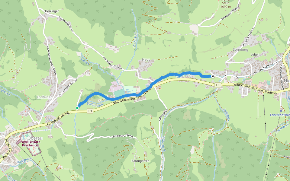 Franziskusweg walking route map in Oberau